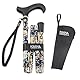 KMINA PRO - Gehstock Damen Blumen, Elegant Aluminium Höhenverstellbar, Herren Verstellbar, Blau faltbar