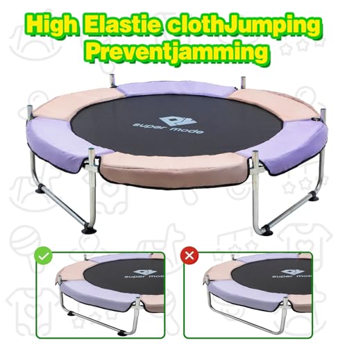 55″ Trampolin für Kinder - Kleinkindtrampolin mit Verstellbarer Turnstange, Sicherheitsnetz für drinnen und draußen, bis zu 100 kg, Geschenk für Jungen und Mädchen (Rosa & Lila)