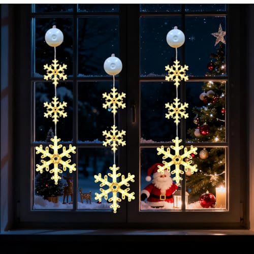 LED Weihnachtsdeko Fenster, 3 Stück LED Weihnachtsbeleuchtung Innen...