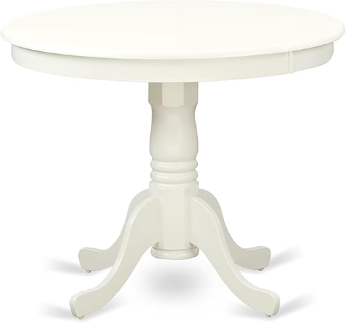 Miniatura 3 de East West Furniture ANNO3-LWH-W - Juego de muebles de comedor de 3 piezas contiene una mesa de comedor redonda con pedestal y 2 sillas de asiento de