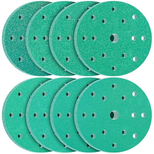 KONGMING 80 Stück Schleifpapier 150mm Klett Körnung 60 80 120 180 240 320 400 600 15 Loch für Exzenterschleifer