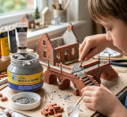 Image of Little Birdie Build A Home Ready-to-Use Cement Mix Gray 400g Bottle | Ideal for Model Homes, Miniature Projects, Dollhouses, and Home Decor | Strong Adhesion for Miniature Building Materials