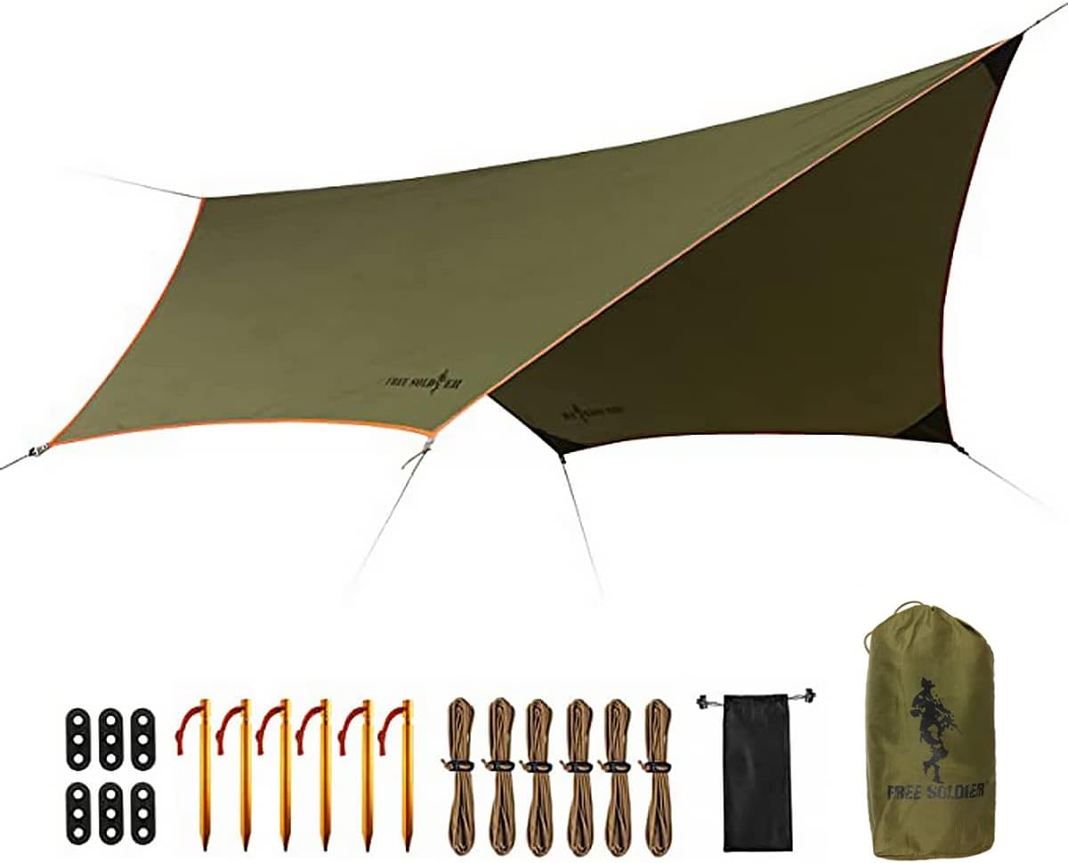 Free Soldier Waterproof Portable Tarp Multifunctional Outdoor Camping Traveling Awning Backpacking Tarp shelter Rain Tarp