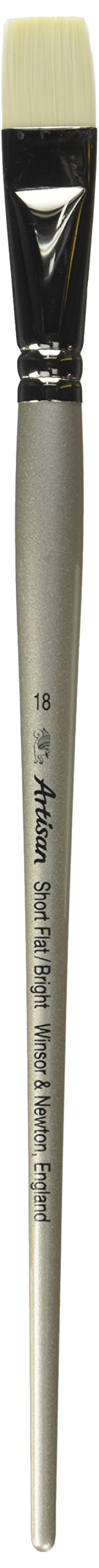 Winsor & Newton – Pincel plano (tamaño 18 Artisan pintura al óleo diluible en agua (color corto soporte de/brillante cepillo