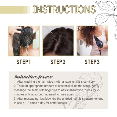 Óleo natural vegano para crescimento do cabelo, para cabelos secos e danificados, 3 peças