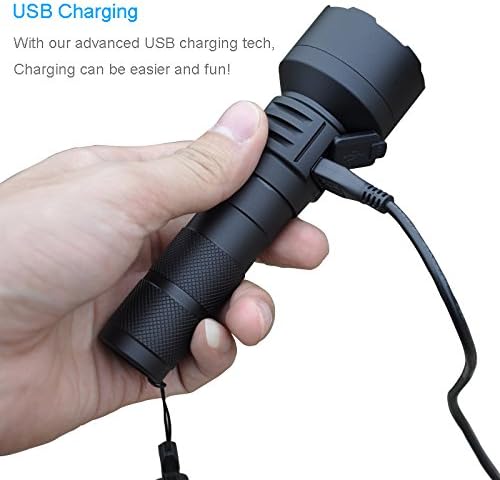 TATTU U2 UV Flashlight Rechargeable 395nm Black Light Torch Blacklight 10W Ultraviolet LED Lamp with Micro USB Charging Cable