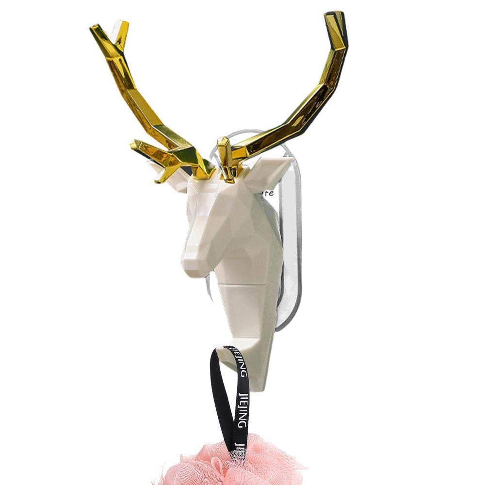 Crochet mural tête de cerf blanc en aluminium détachable pour clés et manteaux