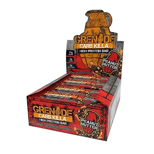 Grenade Carb Killa High Protein and Low Sugar Candy Bar, 12 x 60 g - Peanut Nutter
