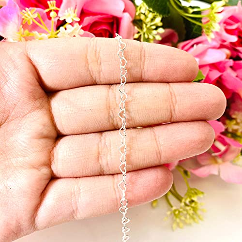 Tornozeleira Elo Coração 24cm Prata Legítima 925