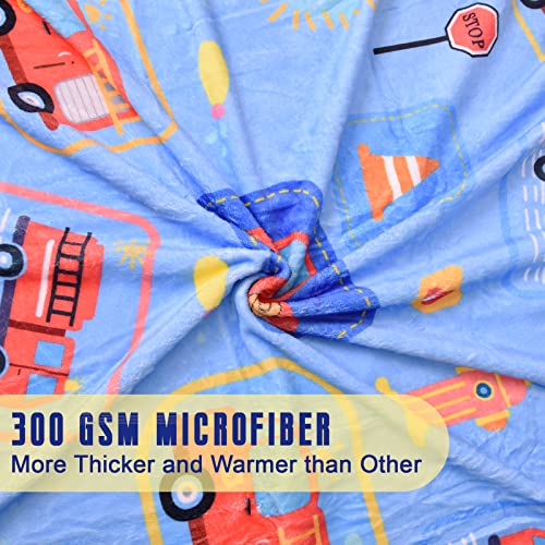 Fire Truck Blanket For Kids Boys Throw Blankets For Boys, Toddler, Children, Soft Fleece Kids' Blankets For Napping At School Or Bed, Birthday For Boys (40X50 Inch Fire Truck-Blue) #TOP3