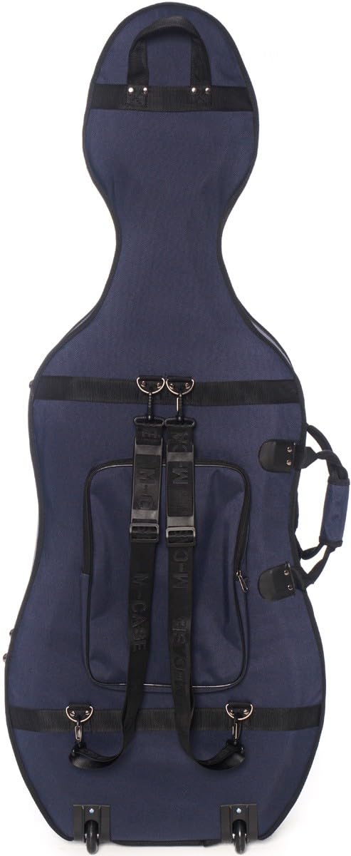 M-Case Mousse Étui pour Violoncelle 4/4 Classic Bleu Marine, Bordeaux - Beige