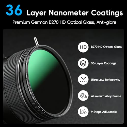 Artman 72mm Putter Variable ND Lens Filter, ND2–ND400 ND Filters (1-9 Stops) 36 Multi-Layer Coatings Import German B270 Glass Adjustable Neutral Density Filter for Camera Lens (Luma X Series) — view 3