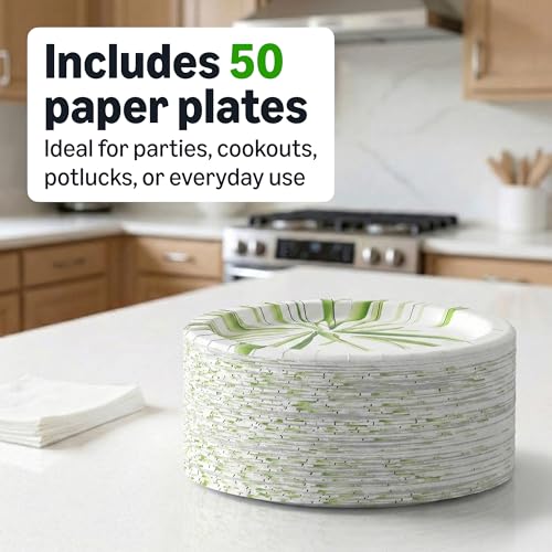 Image of Amazon Basics Everyday Paper Plates, 10 Inch, Disposable, 50 Count, Packaging May Vary