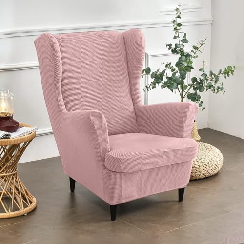 Bocguy 2 Teilig Ohrensessel Überzug En Velours extensible Ohrensesselbezüge Mit ElastischemSesselbezug Stretch Ohrensessel Band Waschbarer Sessel-Schutzbezug Für Wohnzimmer