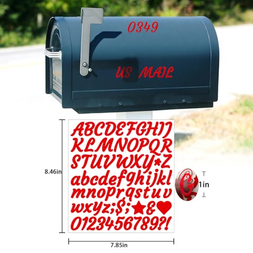 Image of 730 Pieces 10 Sheets Letter Stickers,Self Adhesive Waterproof Mailbox Numbers Stickers,Alphabet Decals for DIY,Bulletin Board,Window,Door,Sign,Bike,Car,Laptop,Scrapbook (Red, 1 Inch)