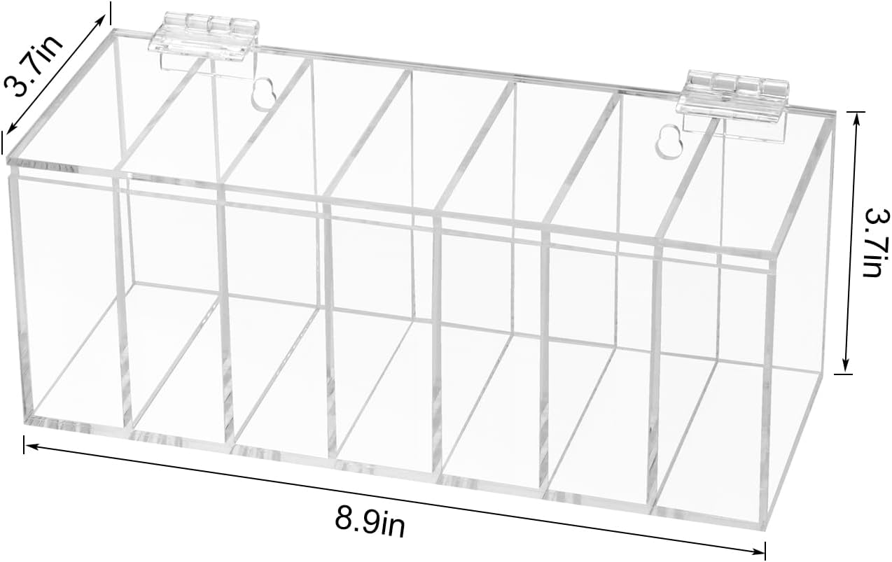 Adjustable Label Dispenser 7-Slot, Acrylic Wall Mountable Day of The Week Covered Sticker Roll Dispenser, Transparent Home Organization Box for Weekly Stickers, Jewelry, Coffee Bean, Perfumes