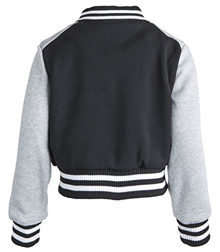 Urban Republic Little Girls Jersey Quilted Varsity Jacket Hoodie with Knit Rib - Black (Size 2T)2