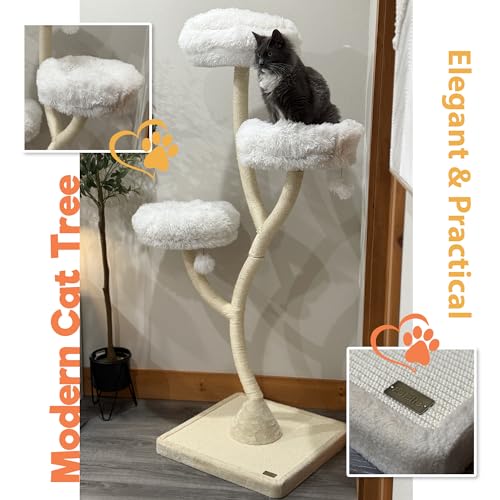 Torre para gatos PETSITE 70 pulgadas blanca con 3 perchas miniatura 2