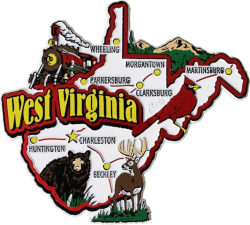 Imán decorativo de refrigerador con mapa de West Virginia