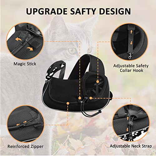 Image of Small Dog Sling Carrier Puppy Sling Travel Cat Carrier Dog Carrying Bag Pet Carrier for Small Dogs Below 5 lbs Pet Supplies Cute Black
