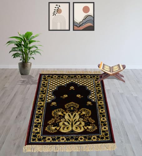 Image of Janamaz Prayer Mat - Turkey Soft Velvet Namaz Mat | Premium Aasan for Daily Salah, Janimaz Namaz, Comfortable & Durable Prayer Mat | 44x27 Inch, (12)