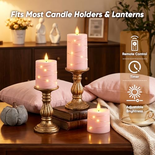 Velas de batería de rosa con cadena de luces LED y mando para hogar 2