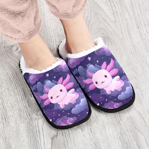 Men Women Winter Axolotl Cloud Galaxy Cartoon Family Bedroom House Slipper Non-Slip Warm Resistant Slippers4