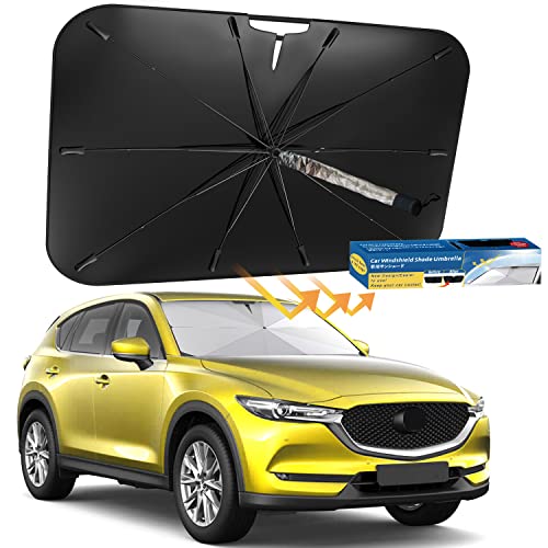 Windshield Sun Shade Umbrella- Foldable Car Umbrella Sunshade Cover UV Block Car Front Window, Block Heat and Sun, Car Sun Shade, with a Pouch