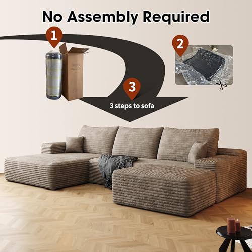 Image of 107 inch Cloud Sectional Sofa Boneless Couches with Chase
