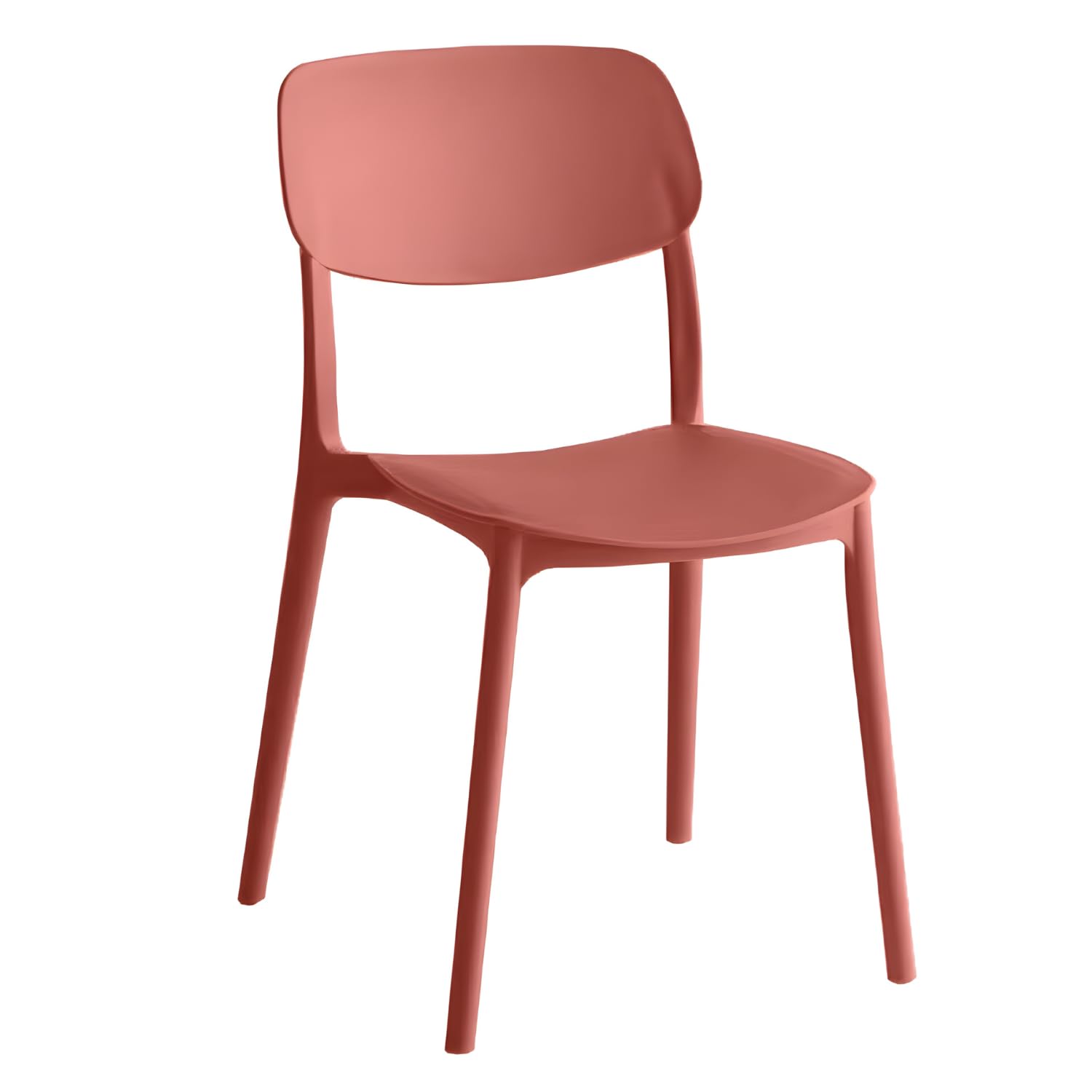 eacommerce | Sedia impilabile | Polipropilene 40x39x78cm | Leggera, ergonomica, resistente alle intemperie | Per cucina, bar, ristoranti, uso interno ed esterno (Set 4 Sedie, Mattone)