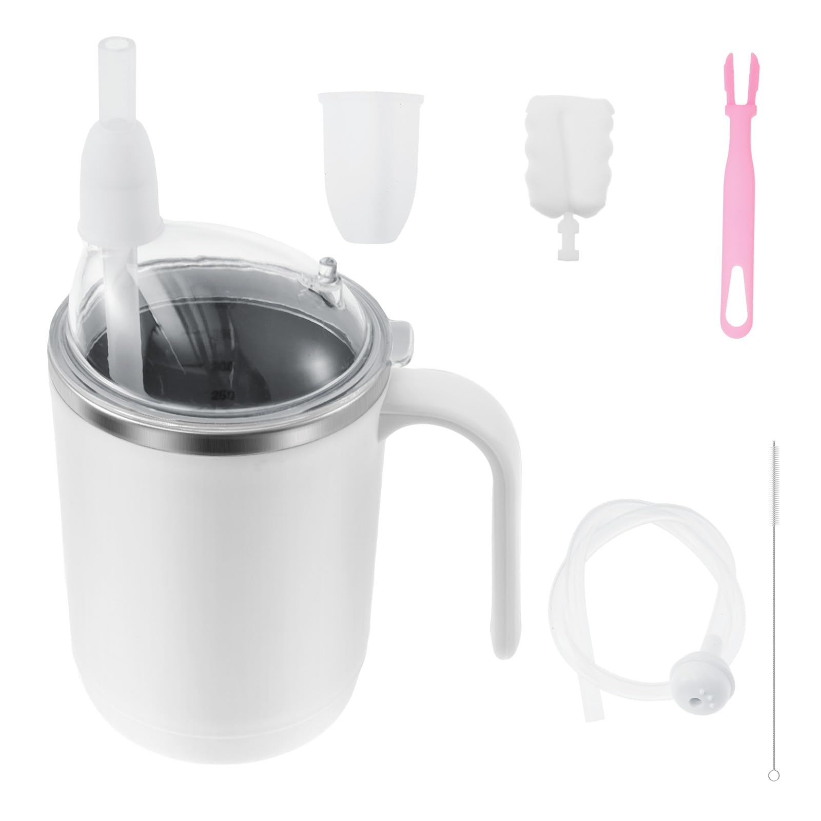 Adult Sippy Cups, Anti Choking Elderly Spill Proof Cup with Handle and Straw, No Spill Cups for Elderly, Spill Proof Cup for Adults, Multifunctional No Overflow Feeding Mug for Seniors and Adults