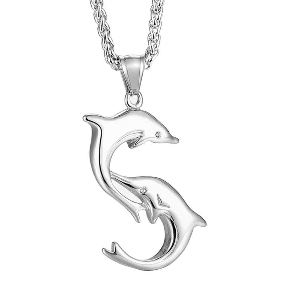 QYYZTQY Herren Halskette Delphin Anhänger Titanium Stahl Schlüsselbein Kette Strand Schmuck Gentleman Fashion Accessoire