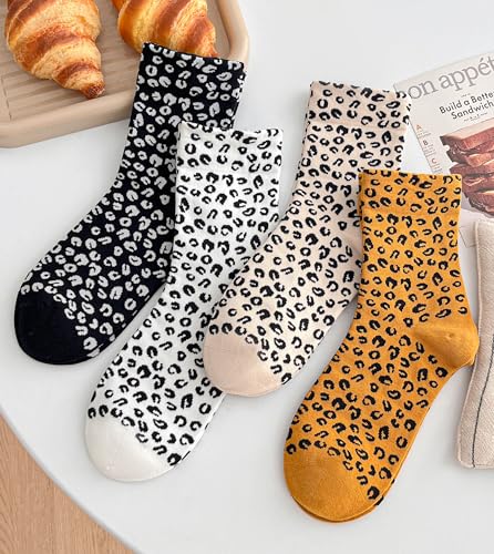 Leopard Animal Socks for Women, Crew Soft Polka Dot Cotton Ankle Sock2