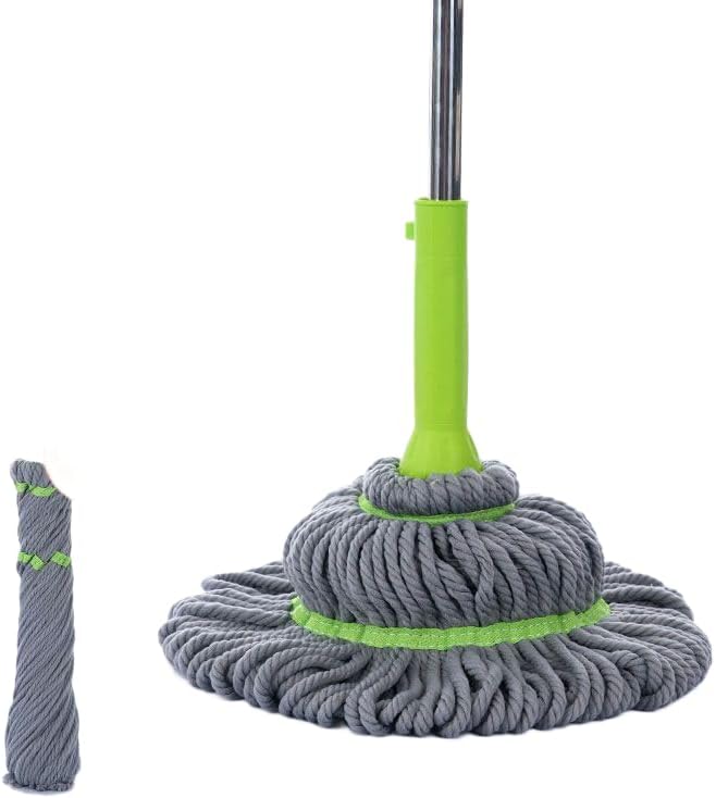 Amazon|モップ マイクロファイバー製高吸水性モップ 回転モップ フロアモップ 水拭きモップ 乾湿両用 360°回転モップ 汚水分離 床