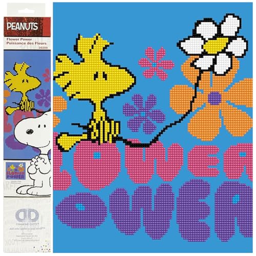 Image of DIAMOND DOTZ Flower Power Peanuts Snoopy Diamond Painting Kit for Adults, Full Drill Diamond Art Craft Kit with Gems, DIY Crystal Painting for Home Wall Decor, 14 x 12.5 Inch