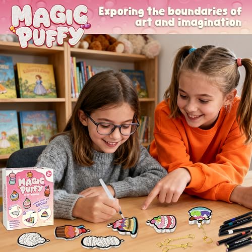 Image of MZYTOZA 3D Art Craft Aqua Magic Puffs Paint Kit - Magic Foam Texture Painting Kit, 15 Mess-Free Paint by Number Craft for Kids, Christmas Gift Idea & Stocking Stuffer(Dessert Style)