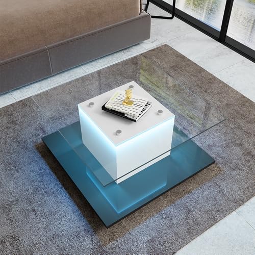 Table basse en verre brillant mobile avec roulettes pour salon moderne - 3