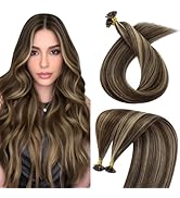 Sunny Ktip Human Hair Extensions Brown Highlight K Tip Hair Extensions Real Human Hair Medium Bro...