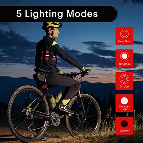 GREENCYCLE USB Charging 110dB Bike Alarm Wireless Vibration Motion Sensor with Taillight, Anti-Theft Bicycle Motorcycle Alarm with Remote, Waterproof, 1SET