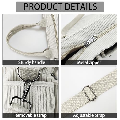 Womens Casual Corduroy Tote Bags with Multiple Pockets Hobo Crossbody Bag Travel Shoulder Bags Cute Purse Handbag3