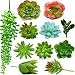 SeaShinenity Artificial Succulent Plants, Unpotted 11 Pcs & Fake Succulent Plants, with Hanging String of Pearls Plant, Faux Succulents, for Indoor/Outdoor Decor, Office and Garden Arrangements