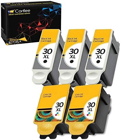 Cartlee Set of 5 Compatible 30xl High Yield Ink Cartridges for Kodak Hero 3.1 Hero 5.1 ESP 3.2 ESP C110 ESP C310 ESP Office 2150, ESP C315, ESP Office 2170