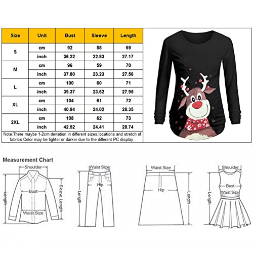 DAY8 Vêtement Femme Enceinte Hiver Pas Cher a la Mode Pull Femme Enceinte Noël Atuomne Chemise Femme Enceinte Manche Longue Printemps Maternité T Shirt Grossesse Tunique Haut Tops Blouse (L, Noir) – vue 6