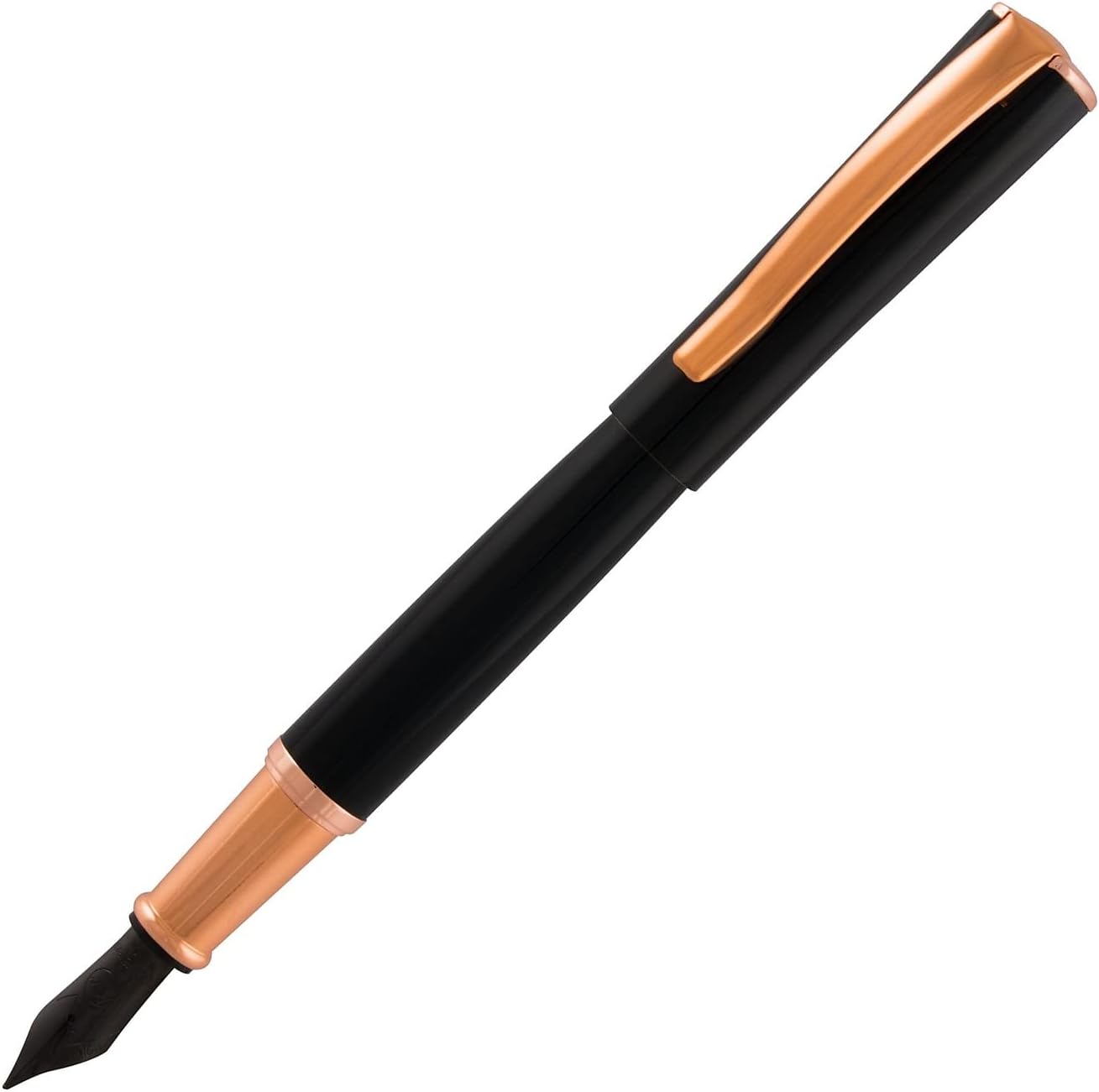 Monteverde Impressa, Fountain Pen, Black W/Rose Gold Trim, Medium Nib