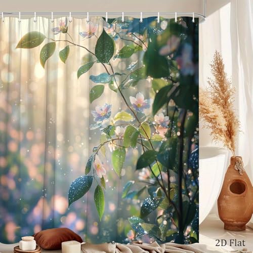 Rideau de douche en polyester anti-éclaboussures pour baignoire lumineuse - 3