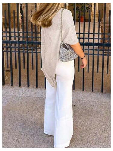 GORGLITTER Women's Sheer Knit Poncho Boat Neck Bat Wing Knit Tops Lightweight Pullover Sweater 2025 Trendy2