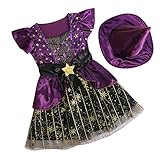 El paquete incluye: el contenido del paquete incluye una pieza de hermoso y moderno vestido para niños y un sombrero. Disfraz de Halloween para niñas.