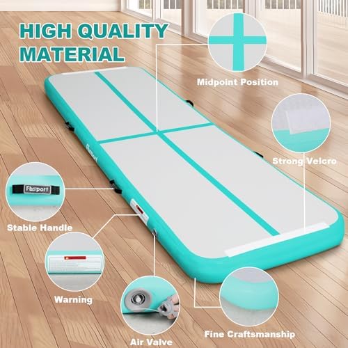 Inflatable Gymnastics Air Tumbling Track Mat Length 10ft Thickness 4 inches Tumble Track Floor Mat with Electric Air Pump for Home Use Training Cheerleading Yoga Water Gym Park - 1