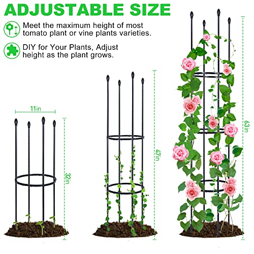 2 Pack Garden Trellis, 60" Tomato Cage Tall Plant Support Climbing Vines Flowers Stands, 2 In 1 Plant Cages & Supports For Vines, Vegetable, Flowers, Potted Plants With 30Pcs Plant Clips #TOP2