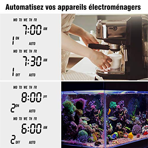 Prise programmable digitale : pack de 2 minuteries numériques journalières - 4